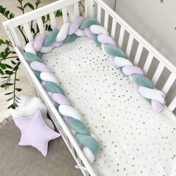 Protecție laterală pătuț bebe verde mentă-violet